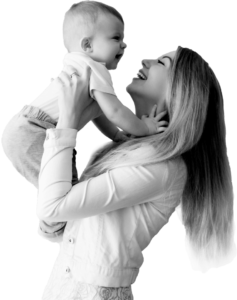 Mom with child happy after pelvic floor therapy