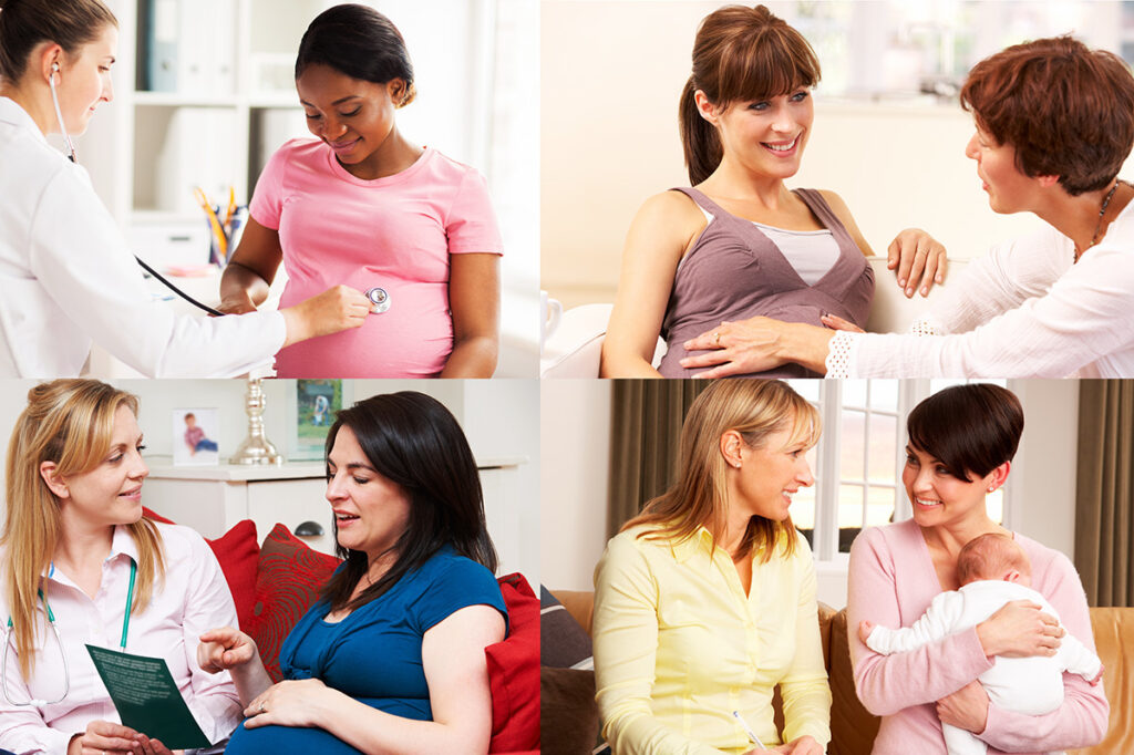 pregnancy, medicine, healthcare and people concept - gynecologist doctor with stethoscope listening to pregnant african american woman baby heartbeat at hospital